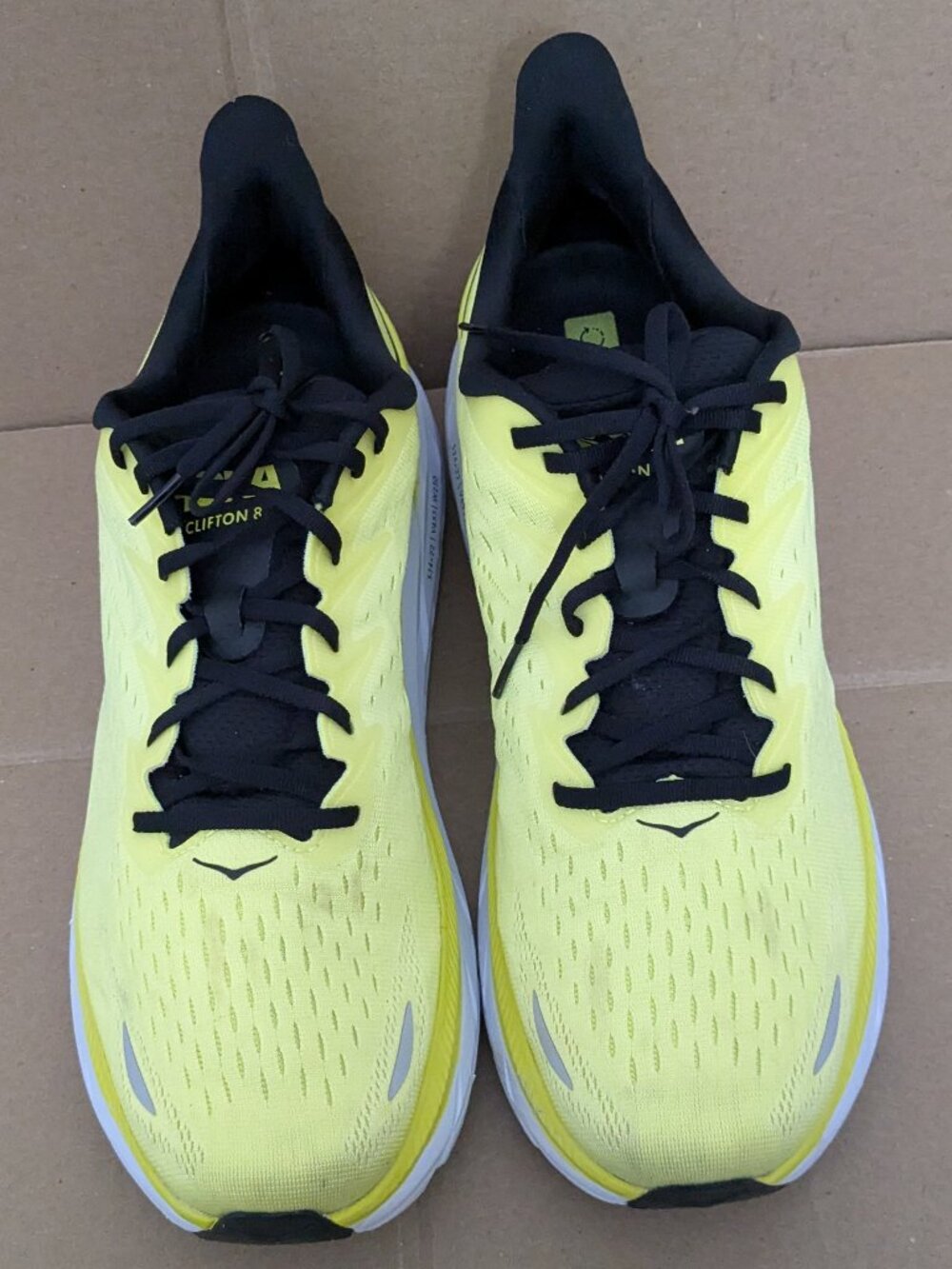 Hoka One One Clifton 8 Men's Size 14D Yellow Running Sneakers - Picture 4 of 14